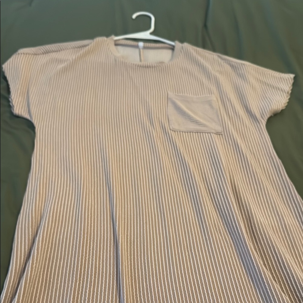 Striped Tan Mini Dress